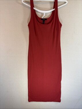 Forever 21 Brick Red Ribbed Tank Midi Dress